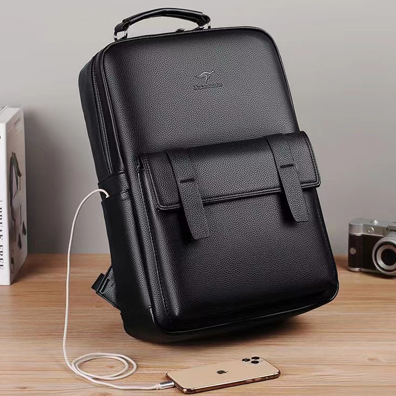 Laptop Backpack 15.6 - Luxuriöser Herren-Lederrucksack mit USB-Schnittstelle, multifunktionaler 15,6-Zoll-Laptop-Rucksack,